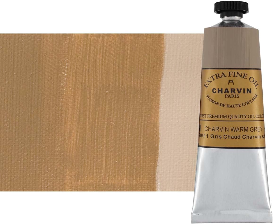 Charvin Extra Fine Oil Paint, Charvin Warm Grey 60 ml - Triple-Milled, Rich Texture, Poppy Oil-Based, Light-Fast, Handmade, Archival Quality