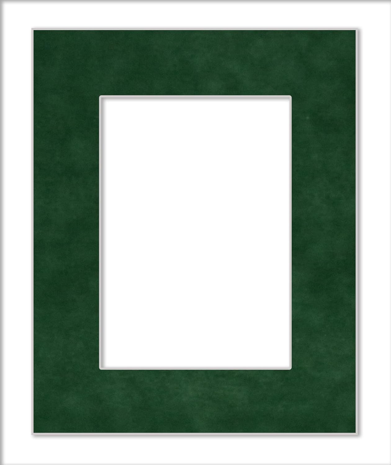 Pack of 25 Acid Free 11x14 Mats Bevel Cut for 8.5x11 Photos - Green Suede Precut Matboards With Backing Boards and Clear Photo Mat Bags For Pictures, Photos, Framing - 4-ply Thickness