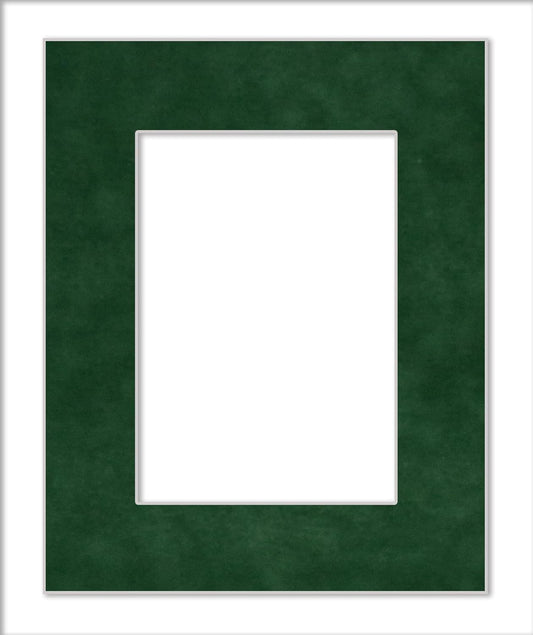 8x10 Mat Bevel Cut for 5x8 Photos - Acid Free Green Suede Precut Matboard - For Pictures, Photos, Framing - 4-ply Thickness