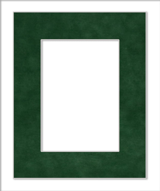 Poster Palooza 8.5x11 Mat Bevel Cut for 7x9 Photos - Acid Free Green Suede Precut Matboard - For Pictures, Photos, Framing - 4-ply Thickness
