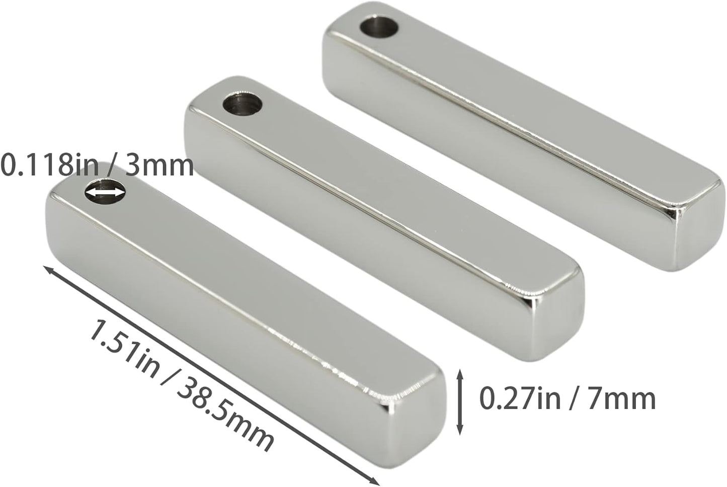 StayMax Rectangle Bar Engraving Blanks Stainless Steel Engraving Blank with Ball Chain 5 Pack