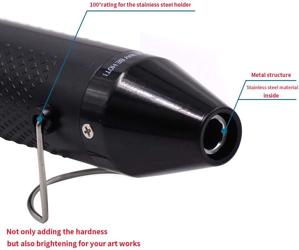 mofa Embossing Heat Pen,Mini Heat Gun,Hot Air Pen Tools Shrink Pen with Stand For DIY Embossing And Drying Paint Multi-Purpose Electric Heating Nozzle 150W 110V (Black,Black)