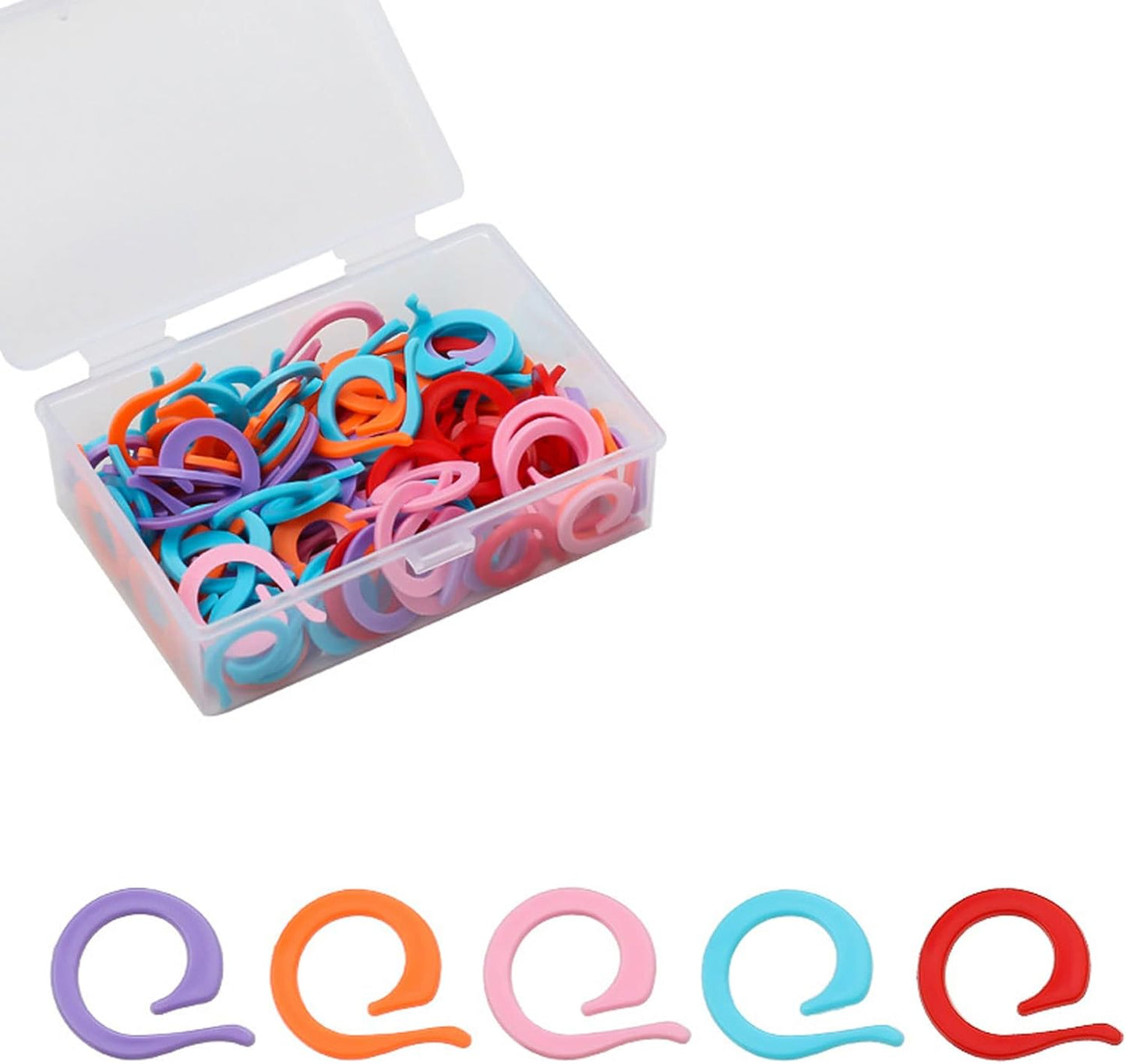 Hilsayum 120pcs Knitting Stitch Rings Plastic Stitch Markers with Transparent Storage Box Multicolor Crochet Locking Ring for DIY Sewing (Multicolor)