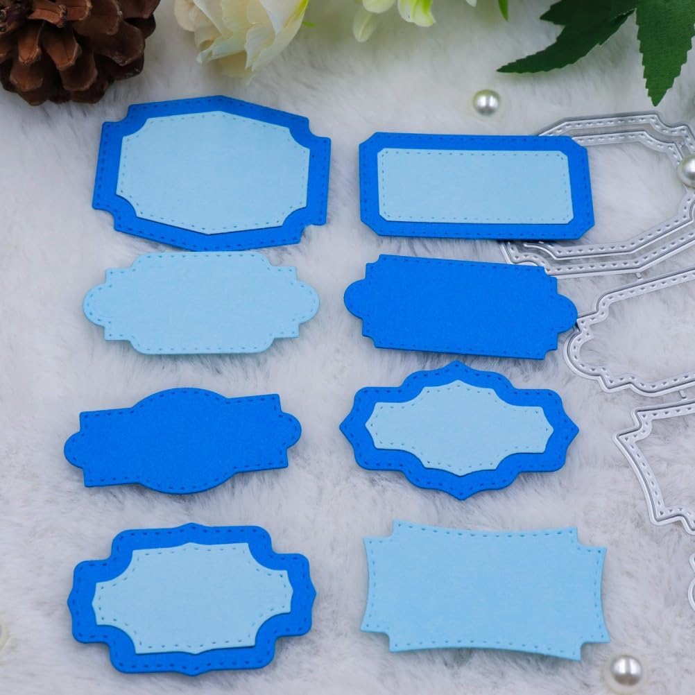 Mvchifay Cutting Dies for Card Making Metal Die-Cuts Scrapbooking Tool Hollow Frame DIY Craft Punch Template Embossing for Paper Album Decor (Various Labels-12.8x15.5cm)