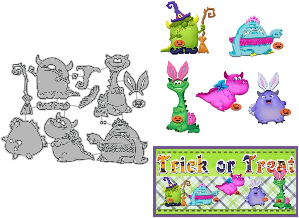 Halloween Clear Silicone stampReusable Stamp with Pumpkins, Skulls, Bats, Santa Claus, and Holiday Designs. Used for Making Cards, scrapbooks, and DIY templates (Halloween Monsters)