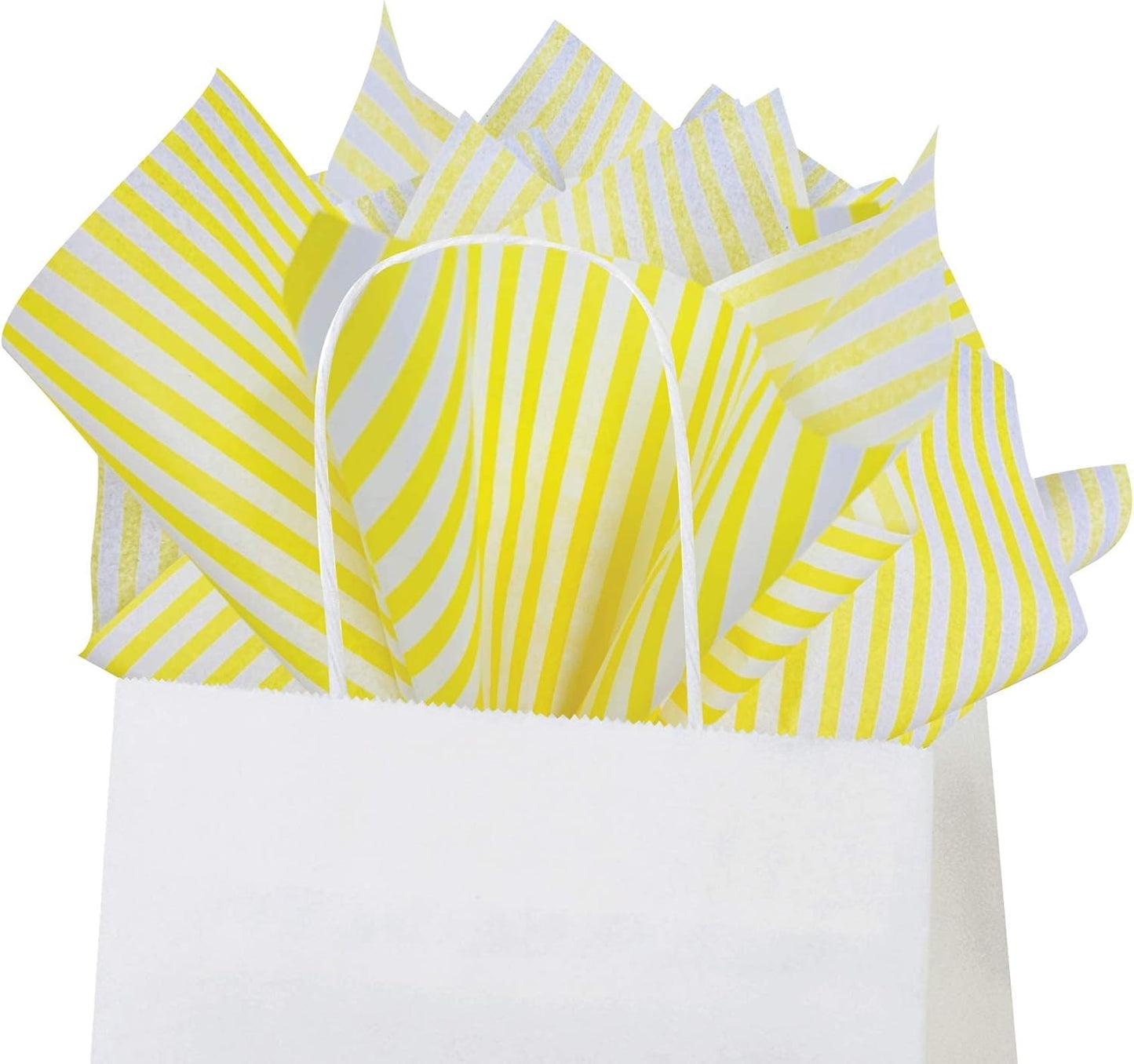 Flexicore Packaging Yellow Pin Stripe Print Gift Wrap Tissue Paper Size: 15 Inch X 20 Inch | Count: 50 Sheets | Color: Yellow Pin Stripe
