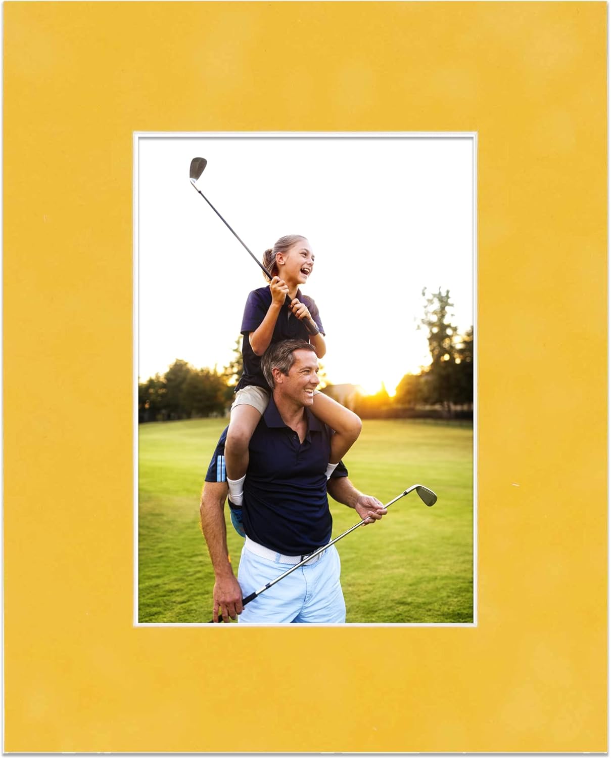 8x10 Mat Bevel Cut for 5x8 Photos - Acid Free Sunrise Yellow Suede Precut Matboard - For Pictures, Photos, Framing - 4-ply Thickness