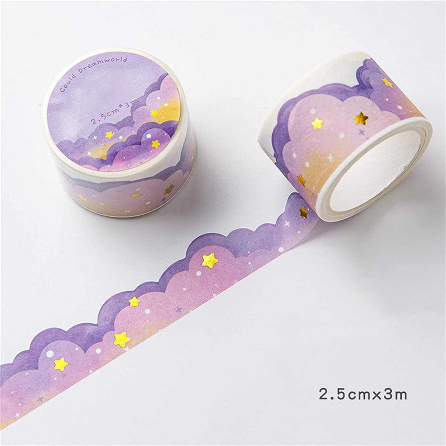 8 Rolls Washi Tape Set, Dream Clouds Gold Foil Decorative Tape, Decorative Adhesive Tape for Scrapbook, Arts & Crafts, Journals, 25mm x 3m