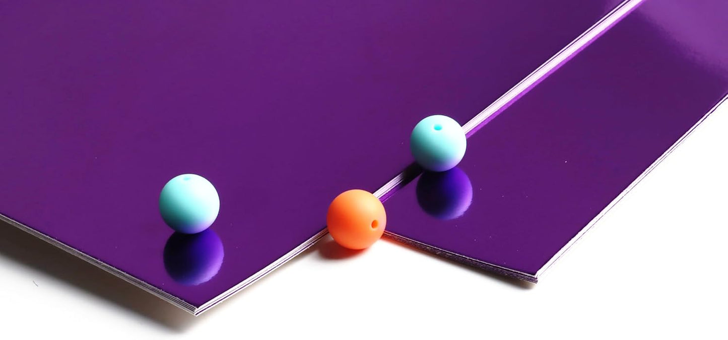 TGXRZX Metallic Purple Cardstock Paper,Size 8 "x 11" (250gsm), 15PCS, Mirror Finish Gold Foil Board for Crafting, Invitations, and Decorations,Die Cut and Plotter,Card Making (Purple)