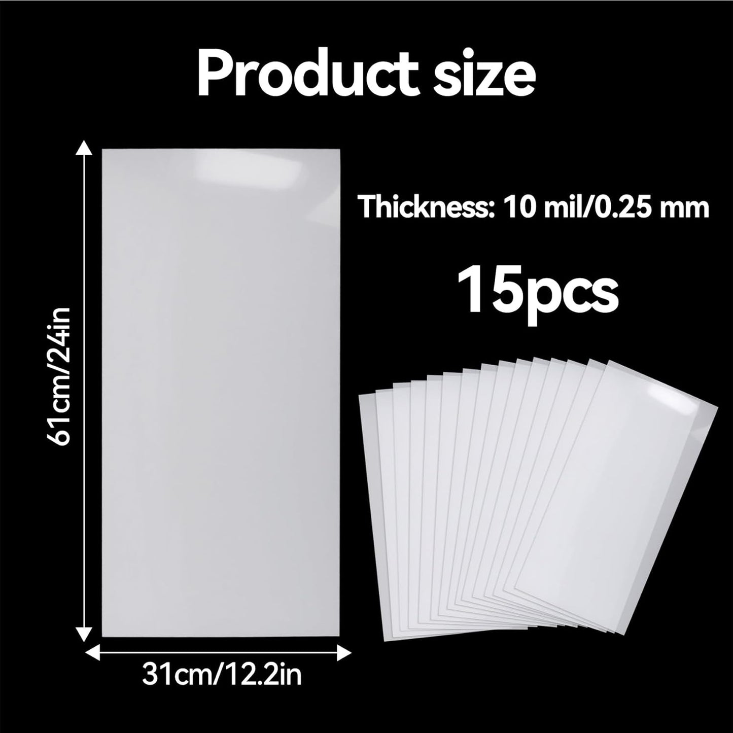 Klmnop 15 Sheets Mylar Sheet, 12 x 24 Inch/10 Mil, Milky Translucent PET Blank Stencil Sheet for Machines Cutting, Cut Tool Template Material, DIY Crafts Gift(10mil)
