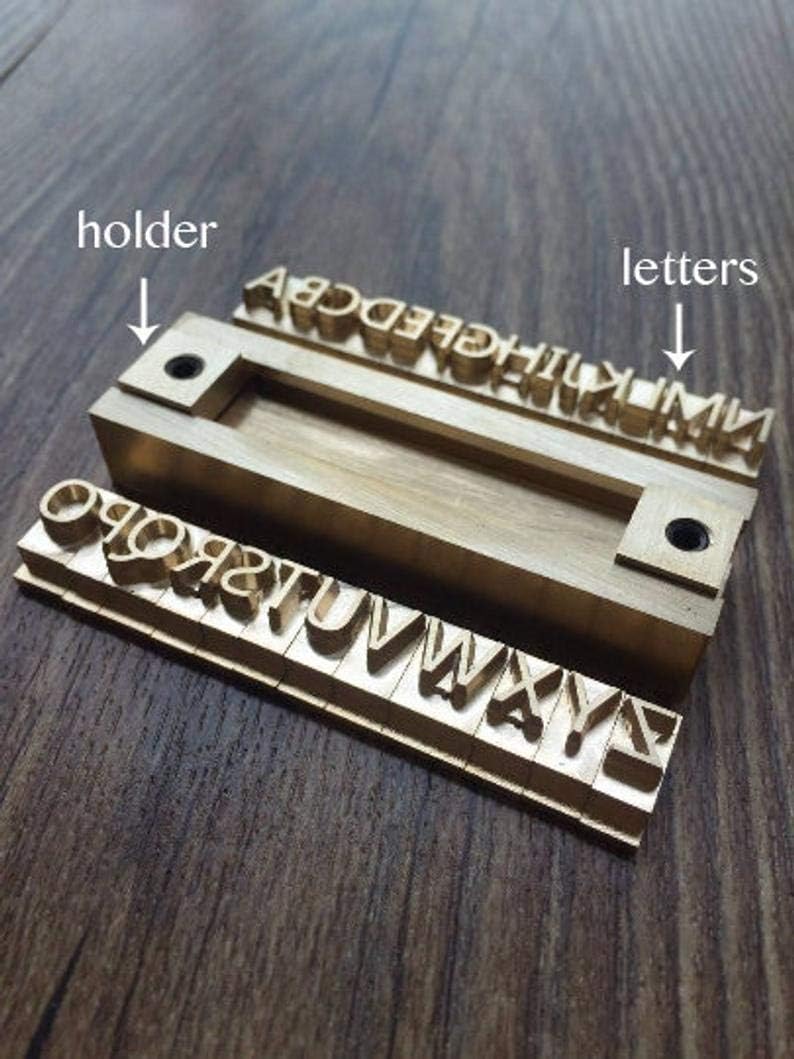 26 Interchangeable Alphabet & Number Mold Set with T-Slot Holder | Custom Brass Engraving Tools for Leather, Wood, Hot Foil Machines | DIY Symbol Dies, Stamping Imprint Templates (Set B)