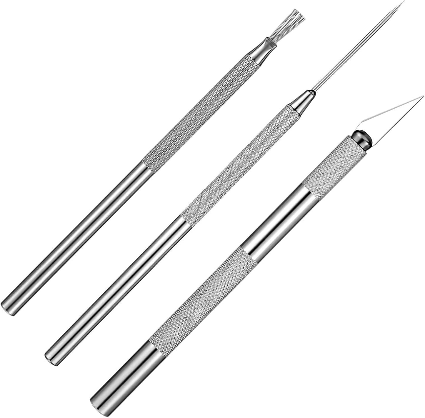 3 in 1 Clay Needle Tools Sculpting Ceramics, Wire Texture Pottery Clay Tool Kit Brush Tools Pottery Craft Tool Carving Knife and Needle, Ceramic & Pottery-Tool Includes Sculpture Feather Pin