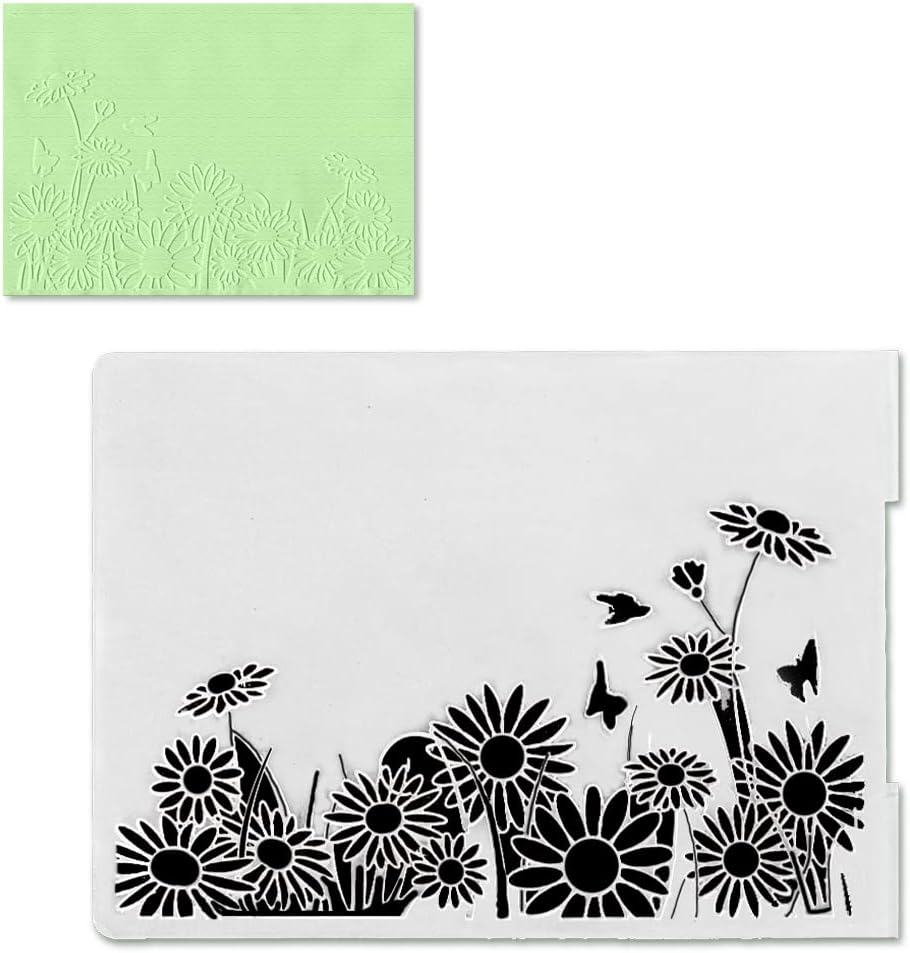 3-D Textured Impressions Daisy Embossing Folder, Background Plastic Embossing Folder Template for Card Making Scrapbooking Paper Craft Album Stamps DIY Décor