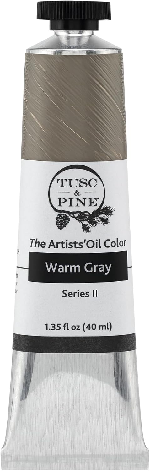 Tusc & Pine Artist Oil Paint - Warm Grey, 40 ml, Non-Yellowing, Rich & Creamy Consistency, Maximum Pigment Load, Small Batch Milled Oil Paints Made in the USA for Professional Artists