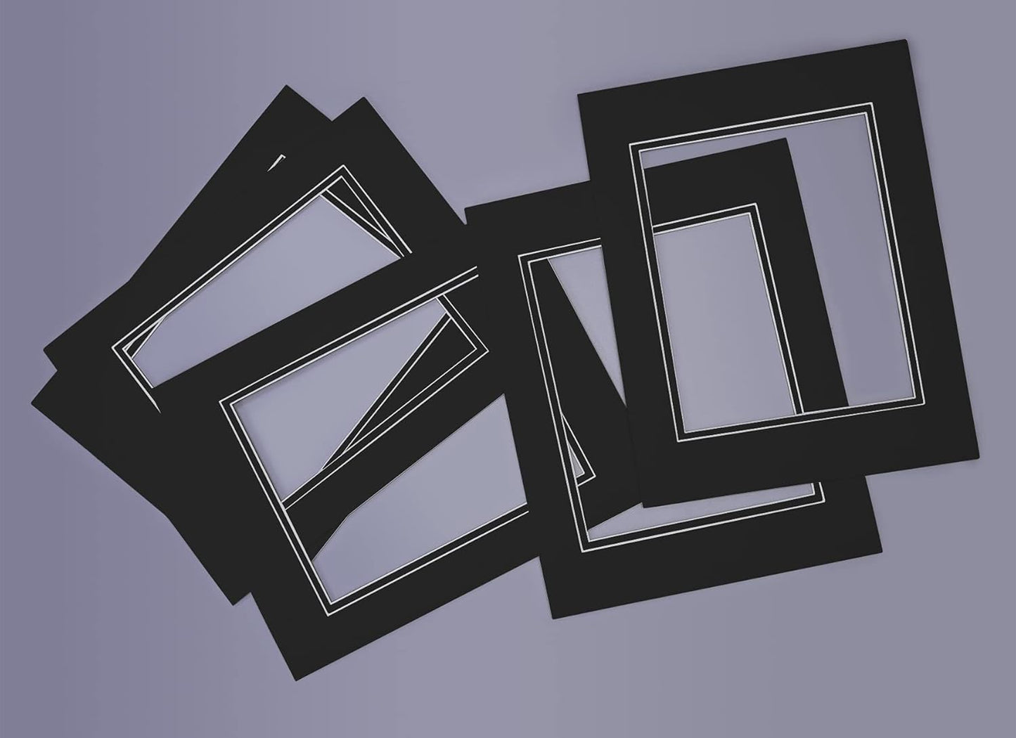 Golden State Art, 11x14 Double Mats for 8x10 - for Photos, Pictures, Frames - Acid-Free, 5 Pack, Black Over Black