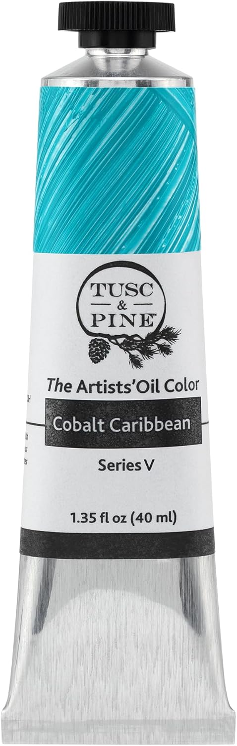 Tusc & Pine Artist Oil Paint - Cobalt Caribbean, 40 ml, Non-Yellowing, Rich & Creamy Consistency, Maximum Pigment Load, Small Batch Milled Oil Paints Made in the USA for Professional Artists