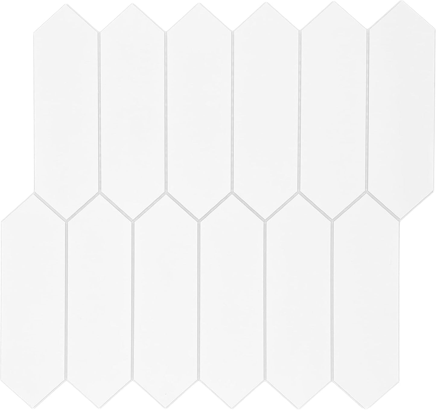 SUNWINGS Backsplash for Kitchen Peel and Stick, Stone Composite Self Adhesive Tiles Long Hexagon Mosaic Wall Tile, 12 Inch x 11.22 Inch 10 Sheets White