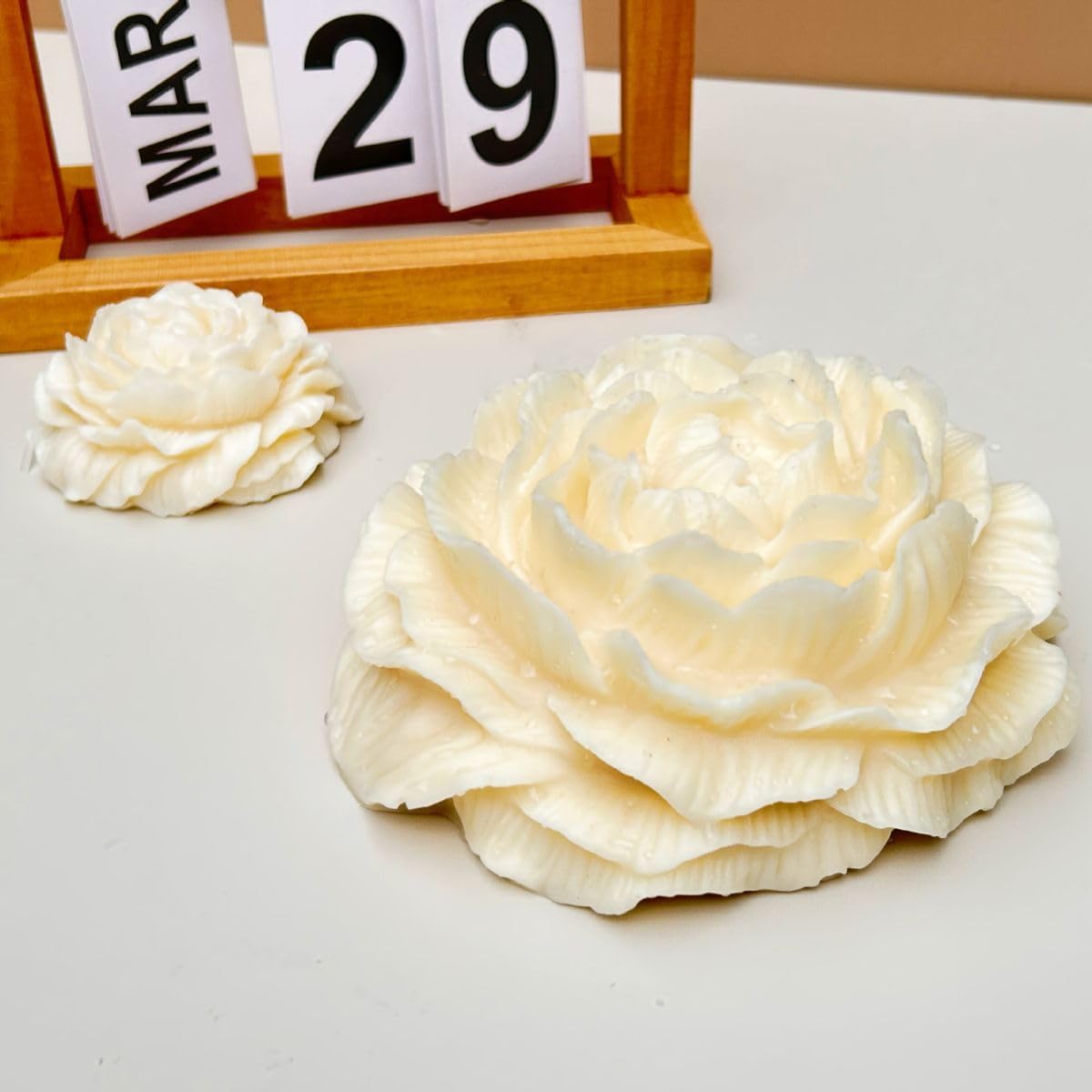 2 Pack 3.5 Inch 6.7 Inch Peony Silicone Mold, Large Size Flower Candle Mold, Soap Soy Wax DIY Handcraft Accessory, Epoxy Resin Mold for Party Home Wedding Decoration (Set)