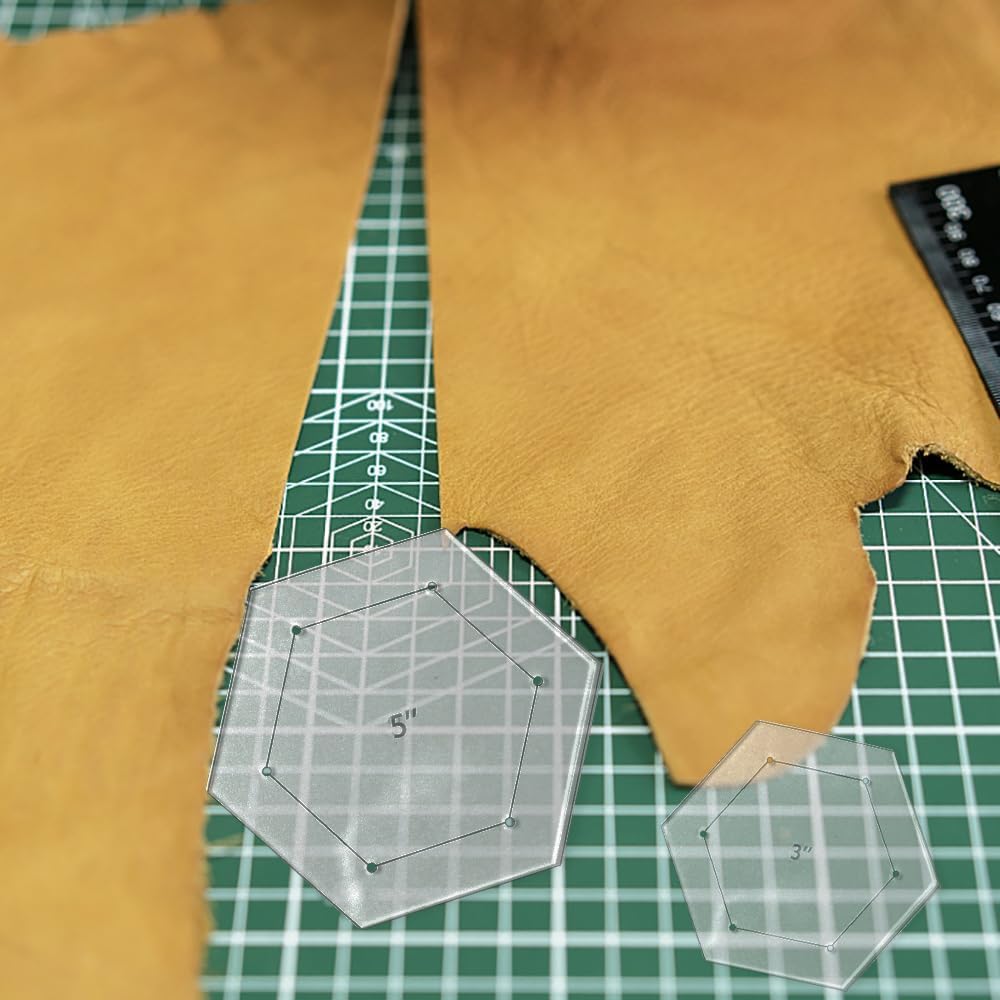 4 Pieces Hexagon Quilting Template with 1/4 Inch Seam Allowance, Hexagon Acrylic Quilting Rulers and Templates for Sewing DIY Manual Crafts Including 1 Inch, 2 Inch, 3 Inch, 5 Inch