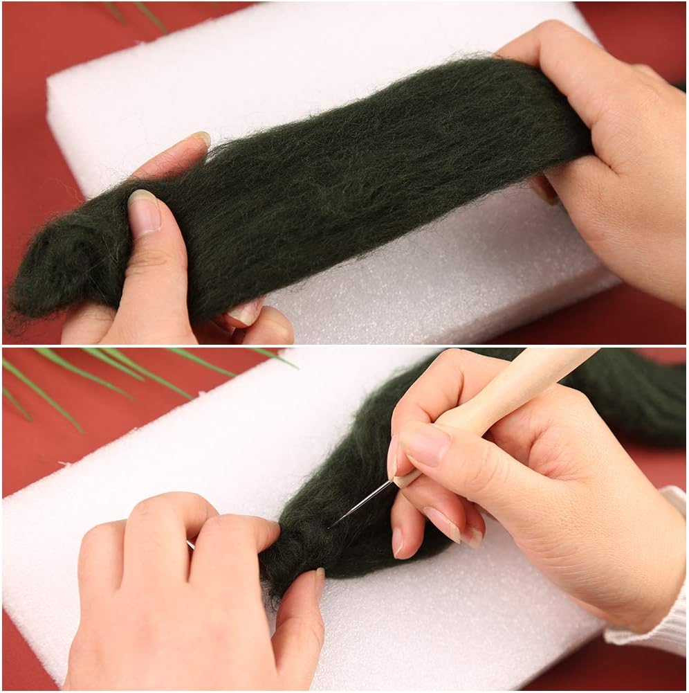 3.53oz Wool Roving Yarn, Wool Felting Supplies, Pure Wools, Chunky Yarn, Spinning Wool Roving for Needle Felting Wet Felting DIY Hand Spinning (Dark Green)