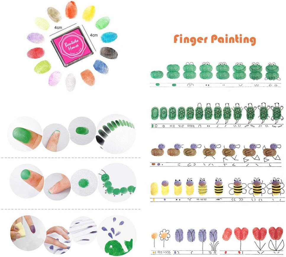 Dizdkizd Finger Craft Ink Pads, 20 Colors Craft Ink Pads for Rubber Stamps, Paper, Scrapbooking, Wood, Fabric, Best Gift for Kids