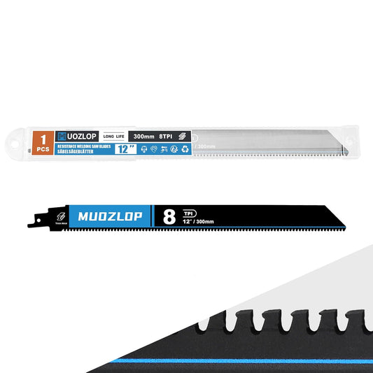 1 Pack 12 inch Reciprocating Saw Blades Set，8 TPI High Carbon Saw Blades for Metal ，Saw Blades with Organizer Case (1, 8T/12inch)