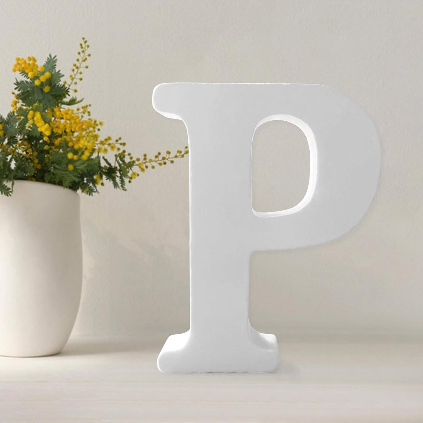Wood Letters 4.3 Inch, White Unfinished Wood Letters for Graft, Wooden Letters for Wall Decor, Standing Letters for Bedroom, Home, Birthday, Party, DIY Graft (P)