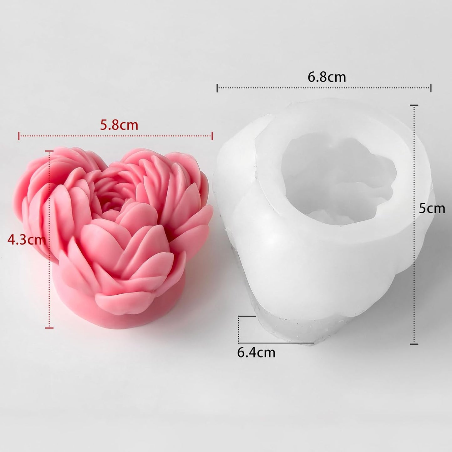 Heart Rose Cylinder Candle & Resin Mold - Resin Casting Silicone Molds for Home Decor & Candle Making Wave Spiral Mold