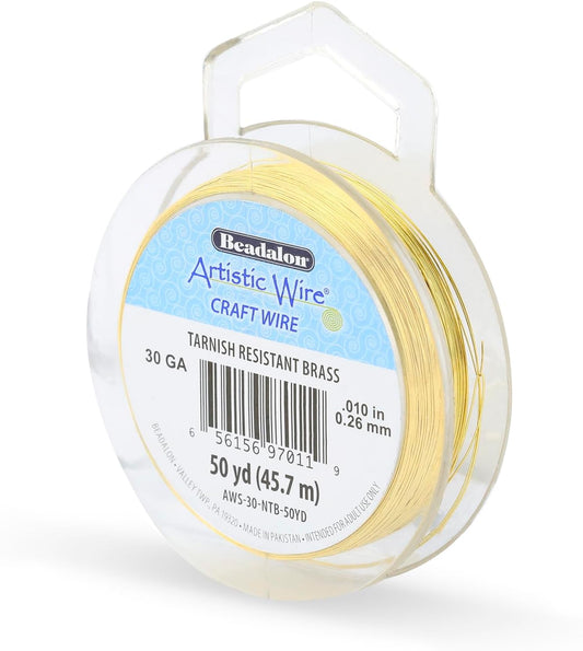 Artistic Wire, 30 Gauge Tarnish Resistant Brass Craft Wire, 50 yd