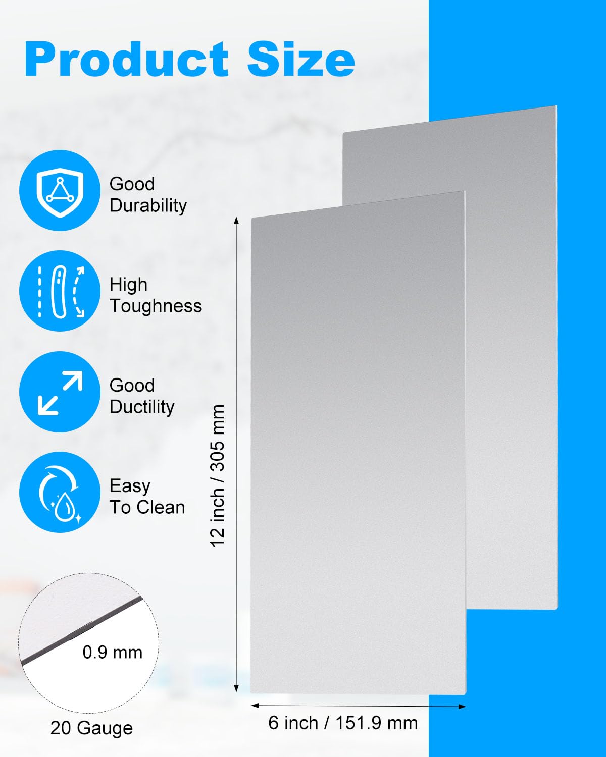 4 Pcs 20 Gauge Sheet Metal Plates, 12" x 6" Cold Rolled Steel Plates, Weldable Steel Sheet Metal for Professional, Industrial, DIY Use