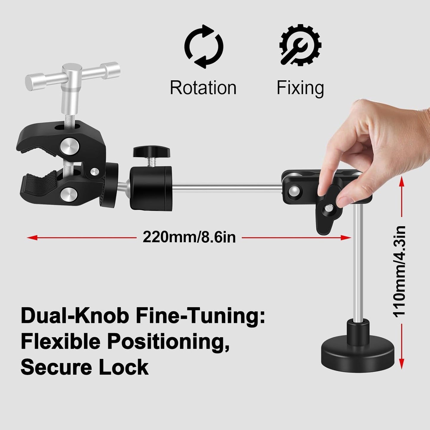 Helping Hands Soldering Magnetic Soldering Clamp with 2.16-inch Jaw Opening, Super Clamp with 1/4 and 3/8 Thread, Flexible Articulating Arms with Clamps, Magnetic PCB Clip for Repairing DIY Work