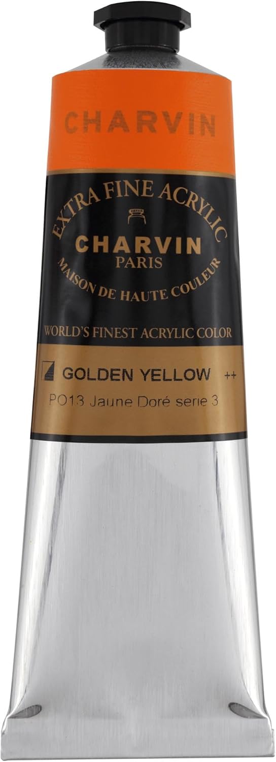 Charvin Extra Fine Professional Artist Acrylic Paint Colors, Nature Themed Hues, 150ml Golden Yellow