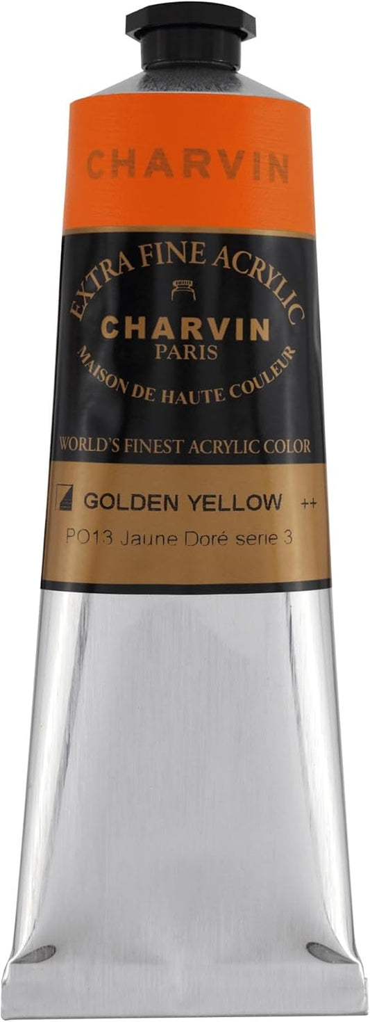 Charvin Extra Fine Professional Artist Acrylic Paint Colors, Nature Themed Hues, 150ml Golden Yellow