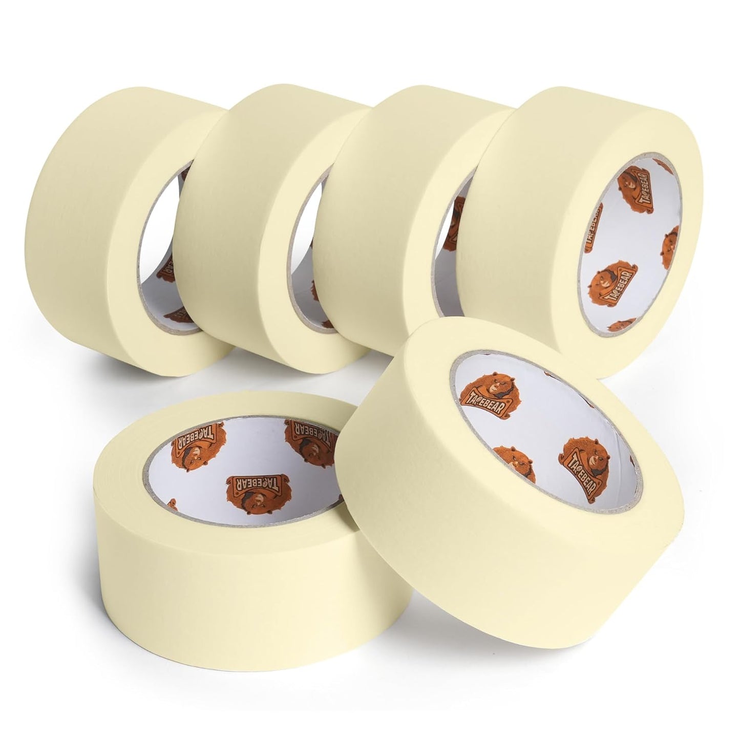 TAPEBEAR General Purpose Masking Tape 1.88 Inches x 60 Yards, Beige White Painters Tape for Painting, Labeling, DIY Arts Crafts, Home Office School Projects, 6 Rolls