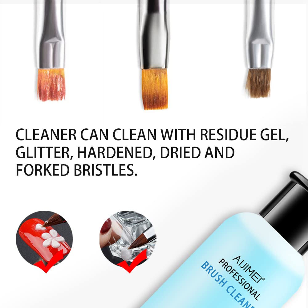Aijimei Acrylic Nail Brush Cleaner - Liquid Paint Brush Cleaner for Nails Artists (250ml/8.5 FL.OZ)
