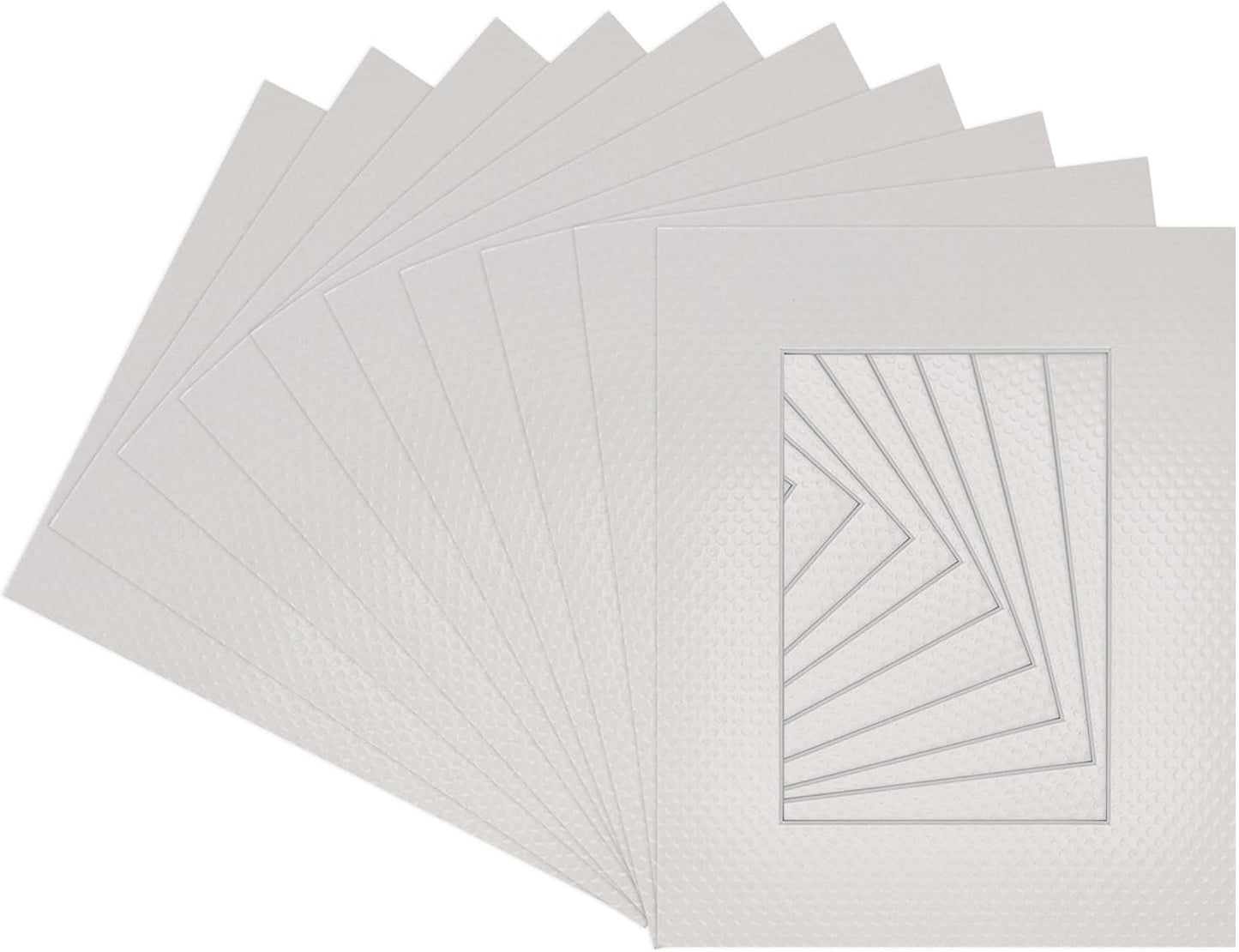Pack of 25 Acid Free 8x10 Mats Bevel Cut for 5.5x8.5 Photos - Golf Ball Texture Precut Matboards For Pictures, Photos, Framing - 4-ply Thickness