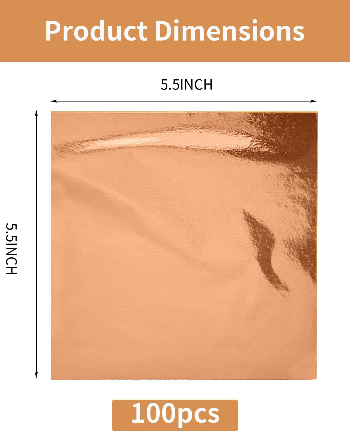 Luckymica Gold Leaf Sheets, 100 Pcs Adequate Gold Foil Sheets for Arts, Crafts, Decoration, Gilding, Paints, DIY, 5.5" x 5.5", Rose Gold, U03