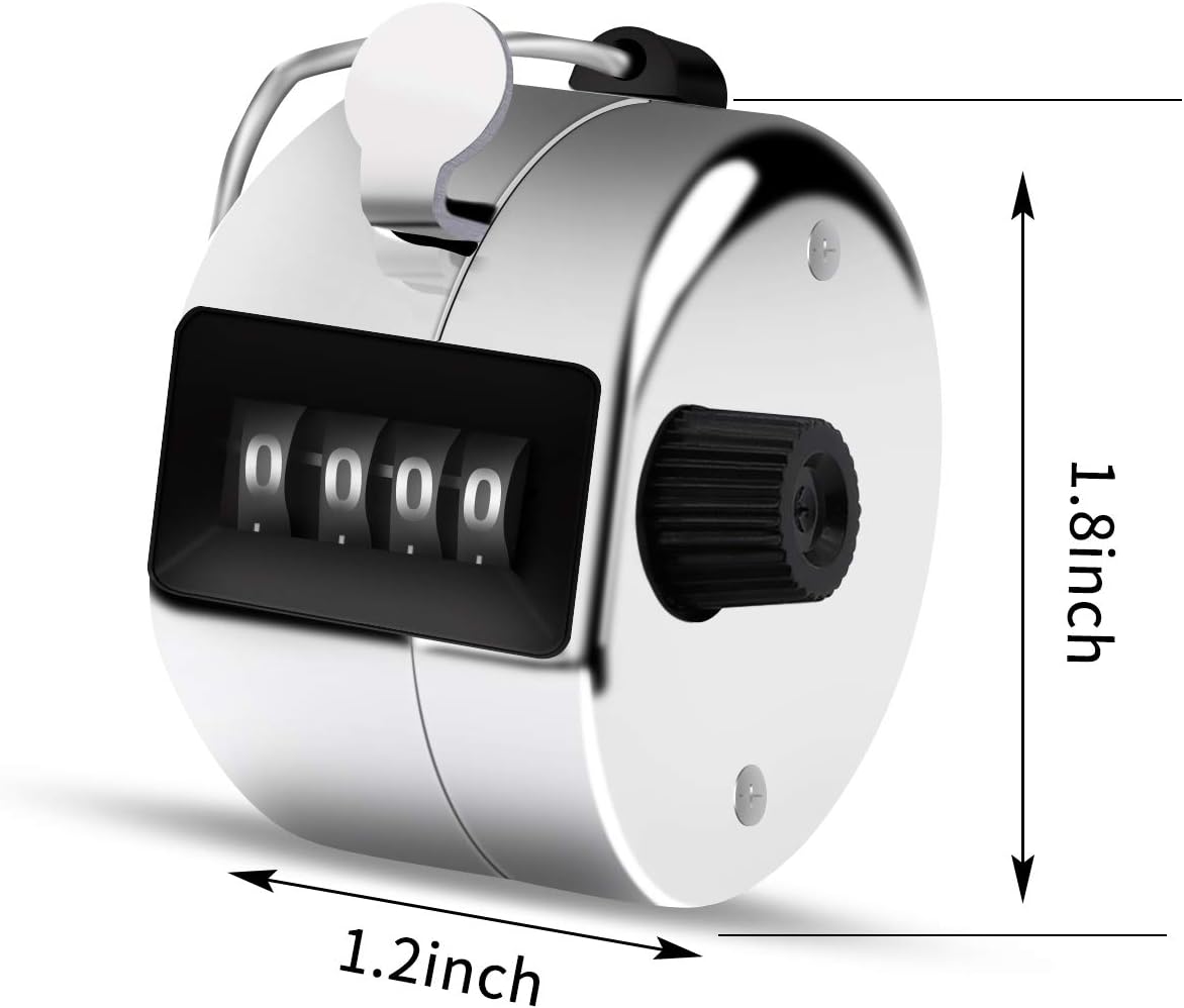 12 Pcs Hand Tally Counter 4-Digit Lap Counter Clicker, Manual Mechanical Handheld Pitch Click Counter with Finger Ring for School Golf & Knitting Row Croche