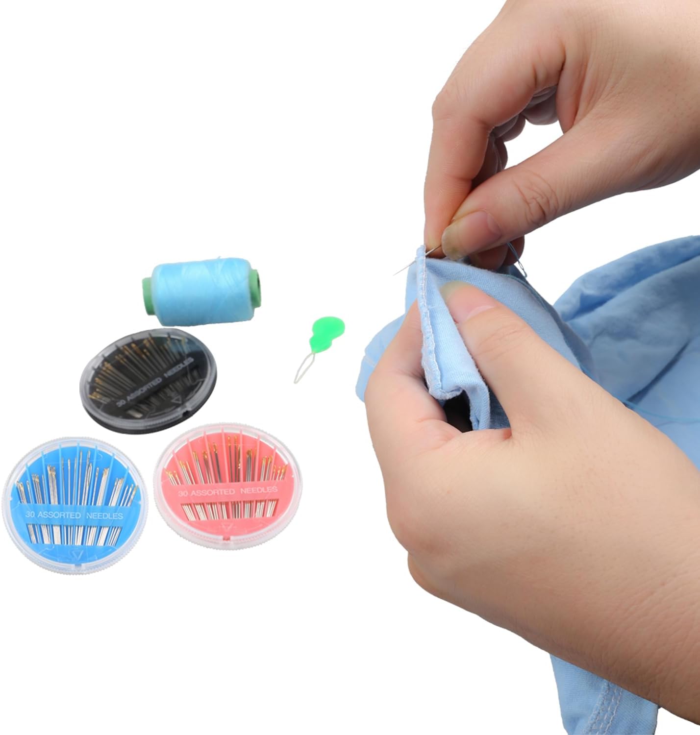 Eketirry Premium Hand Sewing Needles，2 Pack 30-Count Assorted Needles for Sewing Repair, 6 Different Sizes Sewing Needles with 2 Threaders (Pink, 2)