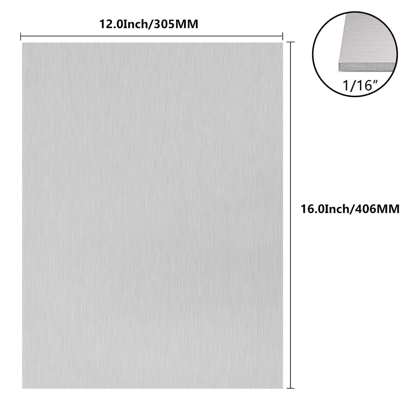 6061 T651 Aluminum Sheet Metal 12 x 16 x 1/16 (0.06”) Inch Plain Thin Aluminum Plate Covered with Protective Film, Heat Treatable Rectangle 1.5MM Aluminum Metal Plate for Industrial, Crafting