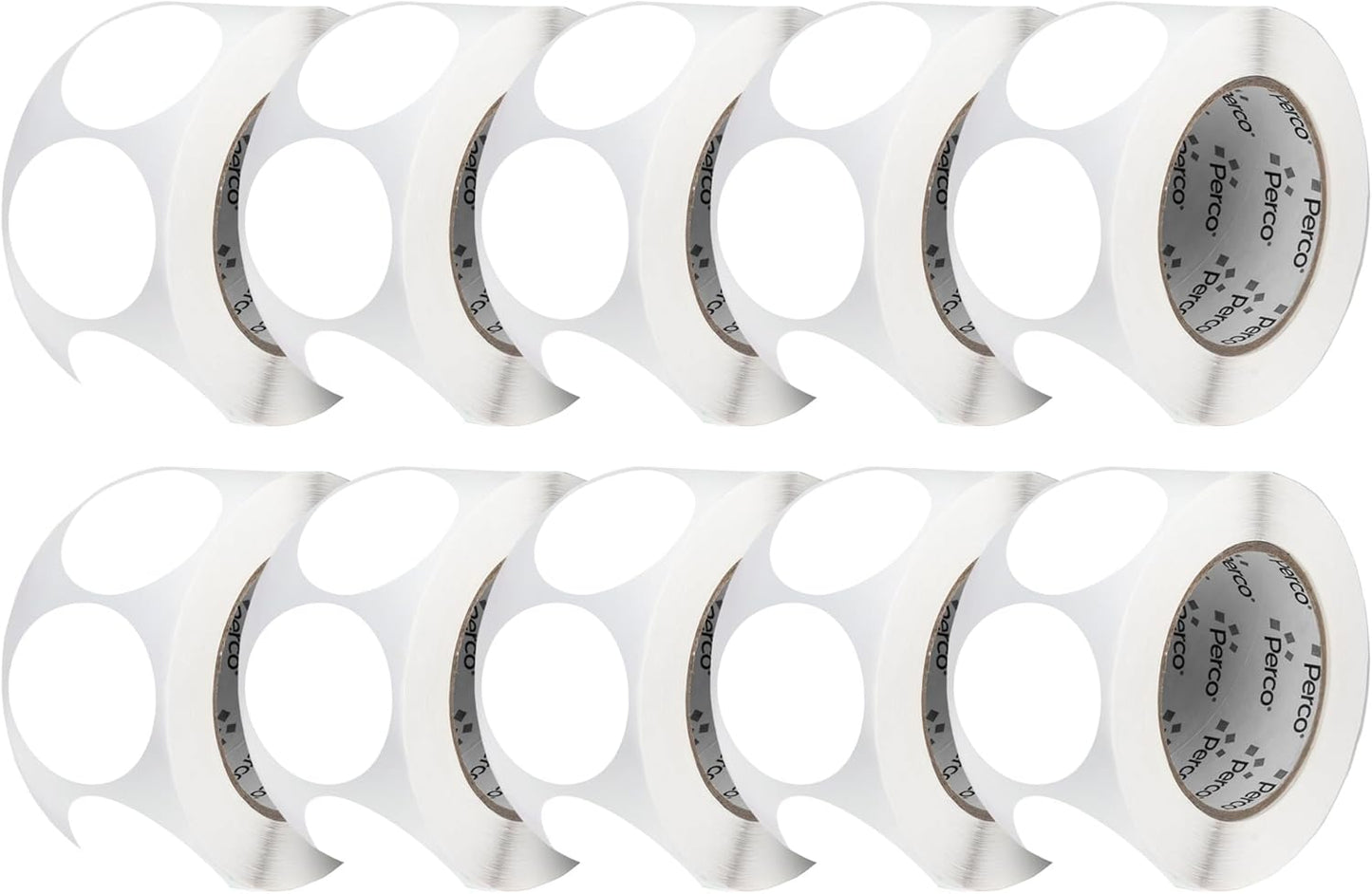 Perco White 3-Inch Perforated Circle Dot Sticker Labels — 10 Rolls, 5,000 Round Stickers — with Permanent Adhesive for Moving Boxes, Sale Signage, Displays, Status Messaging—Made in USA