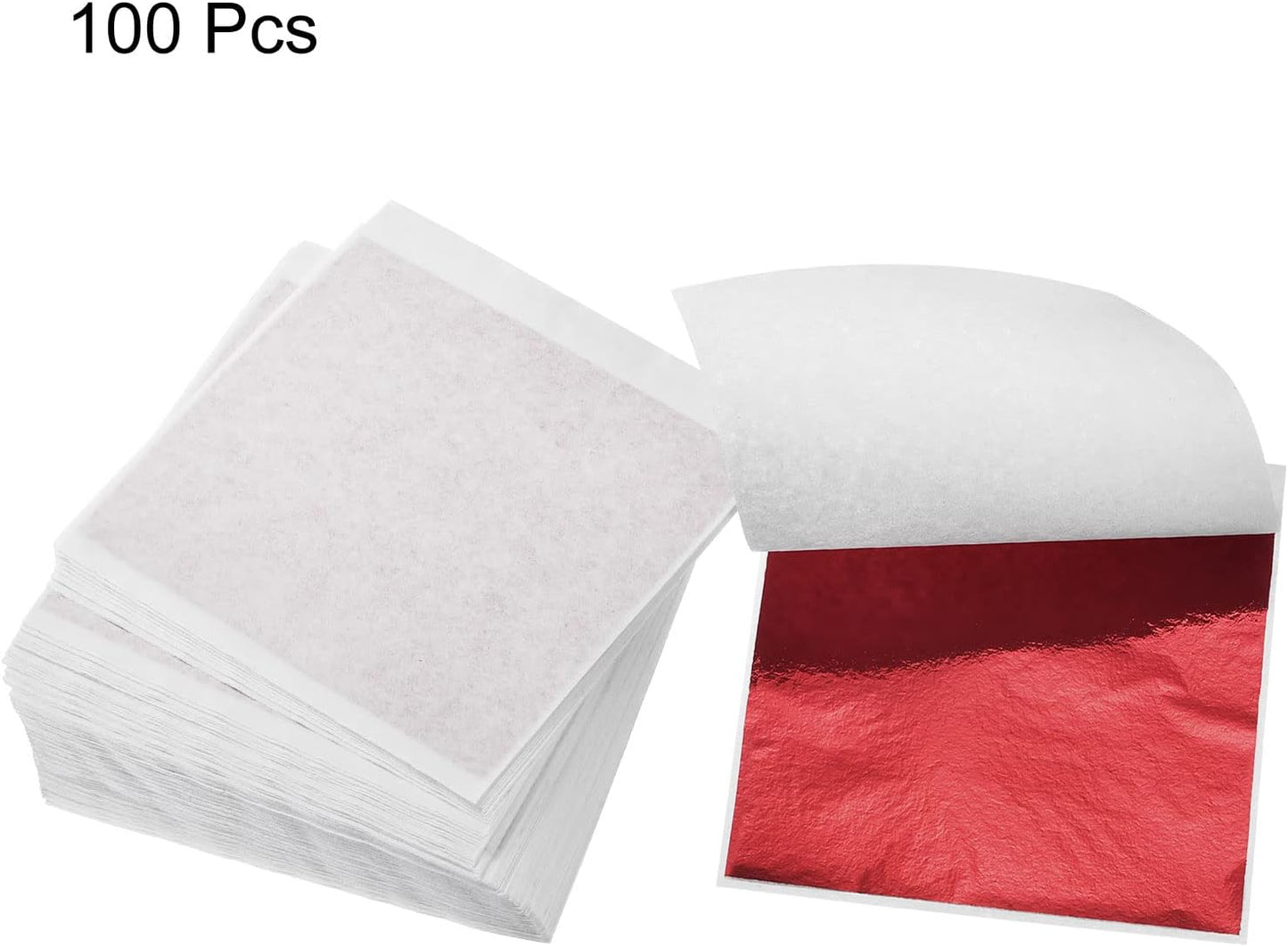 MECCANIXITY Gold Leaf Foil Sheet, Red Leaf Papers, 3.3 x 3.1inch for Art Decoration, Sculptures, Painting, Pack of 100