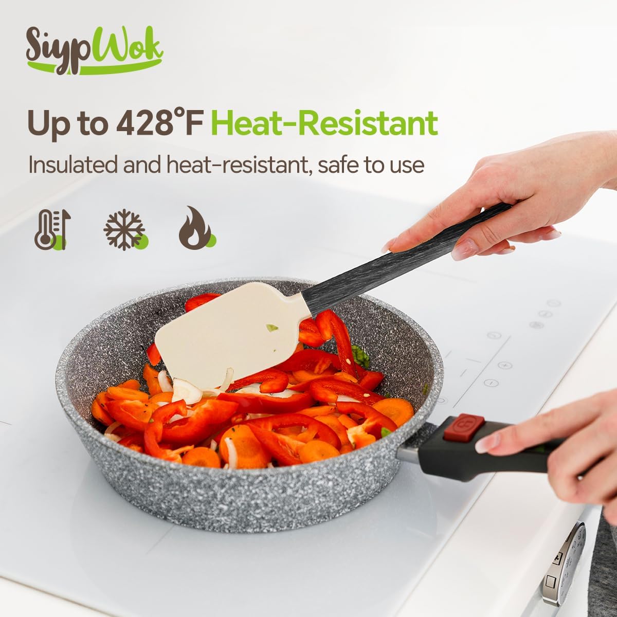 Silicone Spatula Set, Food Grade Rubber Spatula-4 Piece Nonstick Rubber Spatulas, Spoonula, Jar Scraper for Cooking, Baking, Mixing, Frosting - Heat Resistant Up to 600°F (Spatulas-Black)