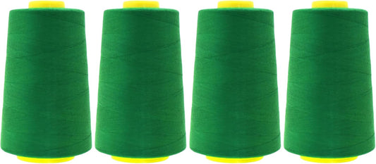 Mandala Crafts 4 Pack of Serger Threads Cones Spools - 40S/2 24000 Yards Polyester Forest Green Threads for Sergers Machine and Overlock Quilting Sewing Machine