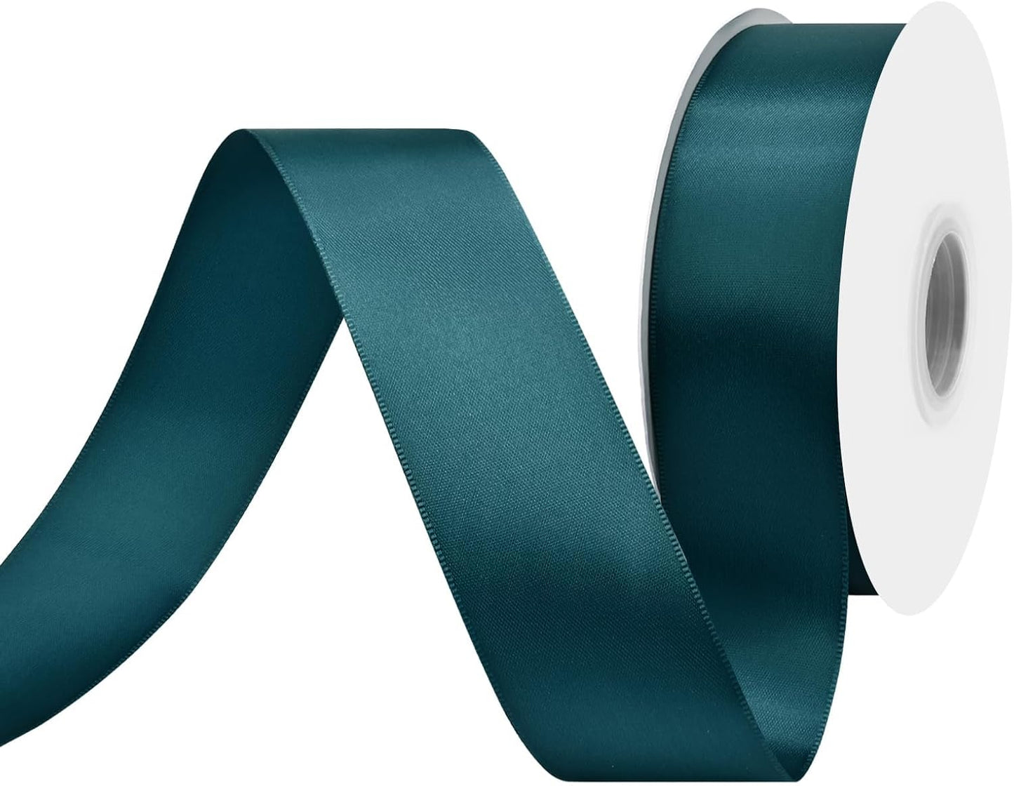 Teal Satin Ribbon 1-1/2" X 50 Yards Solid Color Double Faced Ribbons Perfect for Crafts Wedding Decor Bow Making Arts Sewing and More