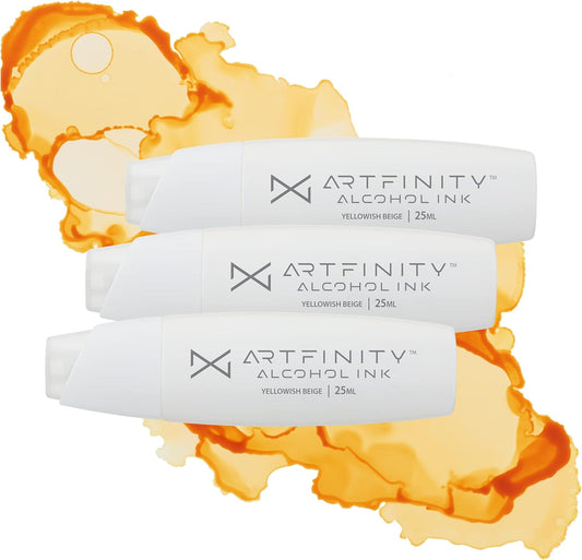 Alcohol Inks 3 Pack - Vibrant, Professional, Dye-Based Alcohol Inks for Artfinity Alcohol Markers, Artists, Drawing, & More! - Yellowish Beige Y4-15