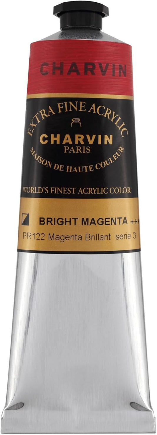 Charvin Extra Fine Professional Acrylic Paint - Bright Magenta, 150ml Tube, Triple-Milled, Lightfast Pigments, Open Stock Artist Acrylic Paints in Nature-Inspired Hues