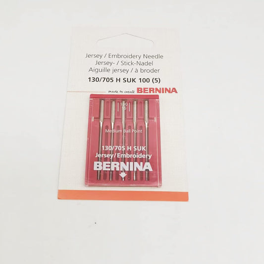YICBOR Pack of 5pcs Jersey/Embroidery Needles 130/705 H for Bernina Sewing Machines (130/705 H SUK 100)