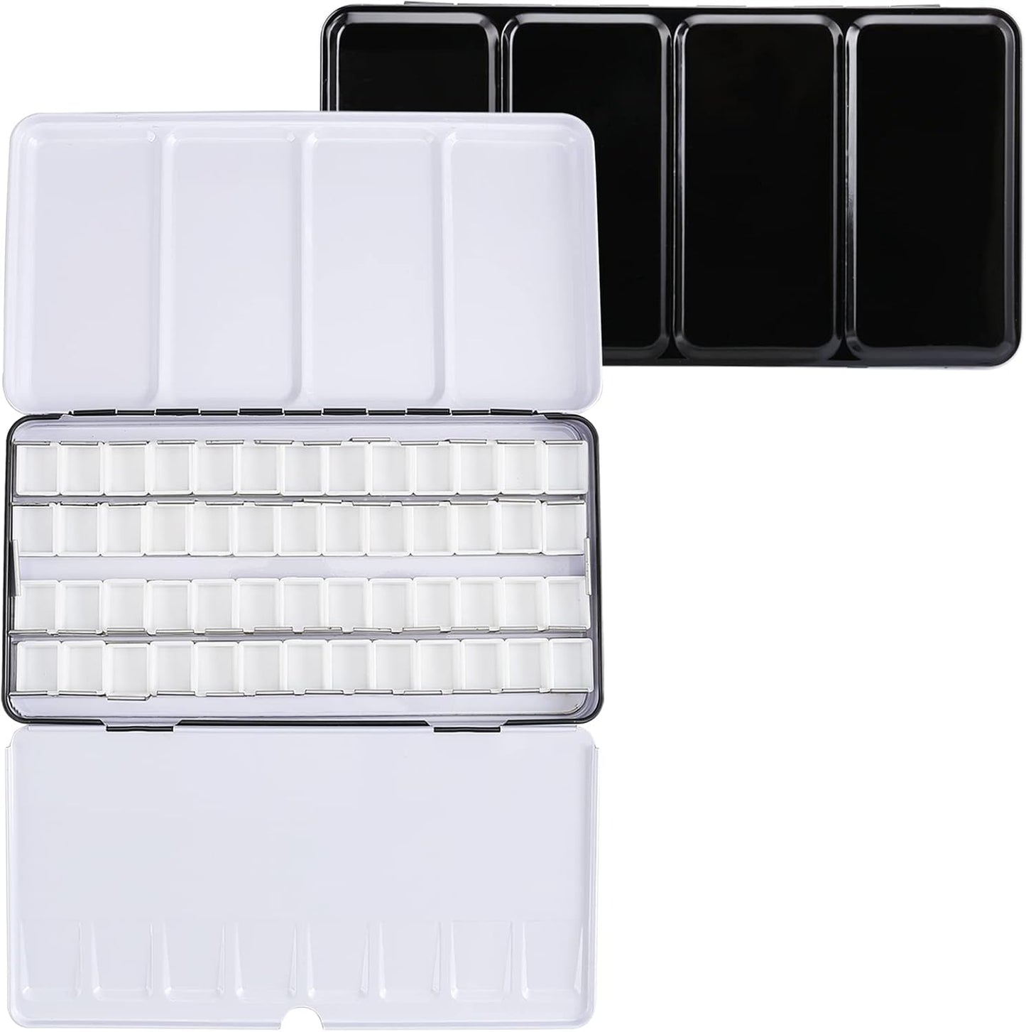 LOONENG Empty Watercolor Palette, Metal Watercolor Tin with Fold-Out Palette, Large Watercolor Tray Palette with 52 Empty Watercolor Half Pans for Plein Air Painting, Acrylic and Oil Painting