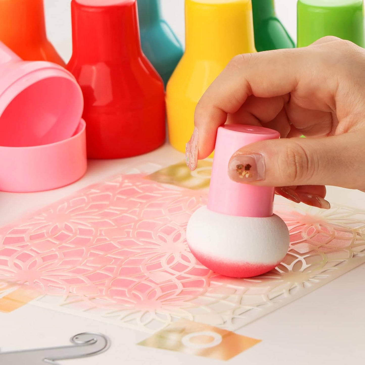 12PCS / Sets Ink Applicator with Storage Cases,Paper Pouncers for Direct Ink Application On Crafts Projects Easily,Inking Sponge for Stamp Ink Distressing, Blending Card Making Crafting Tools